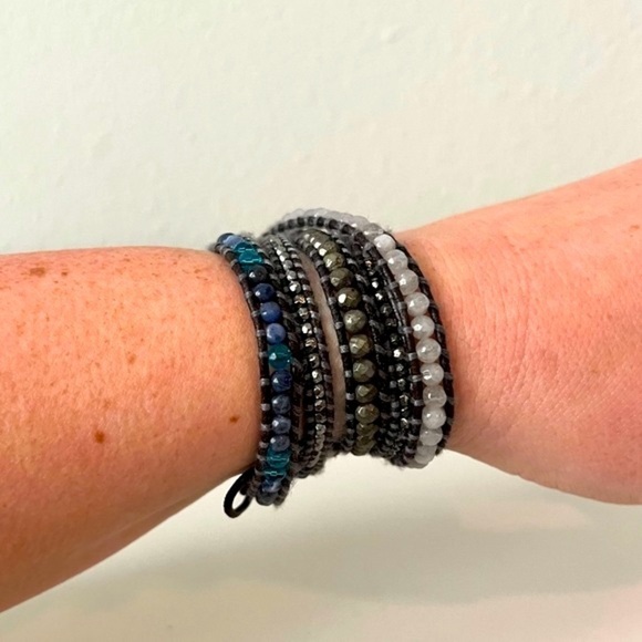 Lizou Leather & Gemstone Wrap Bracelet - Picture 2 of 5